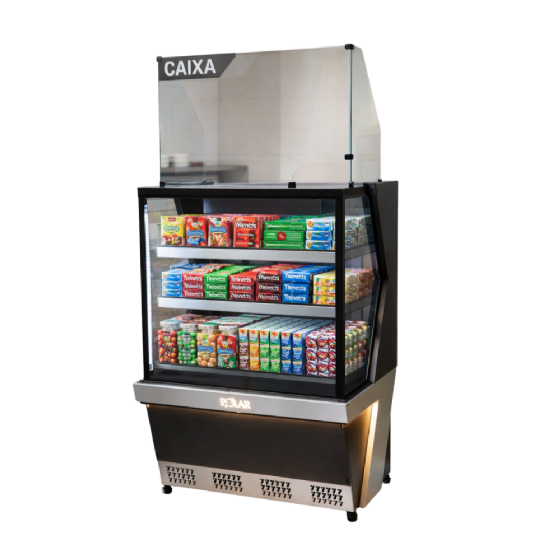 Vitrine Natural Caixa 0,80CM Polar Preto Linha 7 L7CX-0802 220v