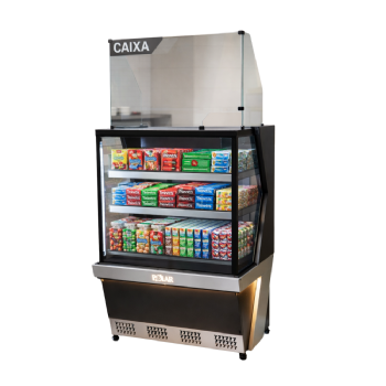 Vitrine Natural Caixa 0,80CM Polar Preto Linha 7 L7CX-0802 220v