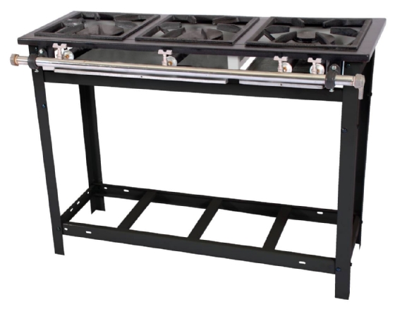 Fogão Industrial 3 Bocas Duplo 30x30 Linha Extra Baixa Pressão Venâncio E3