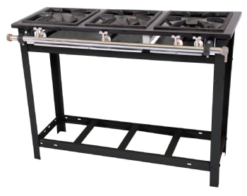 Fogão Industrial 3 Bocas Duplo 30x30 Linha Extra Baixa Pressão Venâncio E3