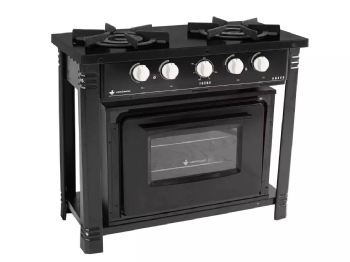 Fogão Industrial Venâncio Bravo 2 Bocas com Forno 98 Litros Baixa Pressão Preto BR2B + BRF2