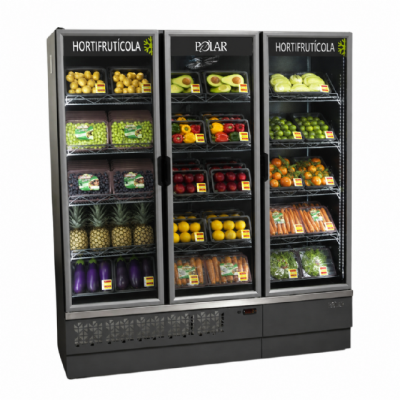Expositor Vertical 03 Portas 1,70M Hortifrutícola Polar EVPV-170 220v