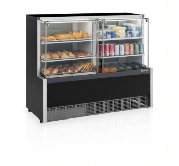 Balcão Quente/Frio Gelopar Vidro Reto 2 Placas Frias 1,40m Preto - GQRA-140R 220V