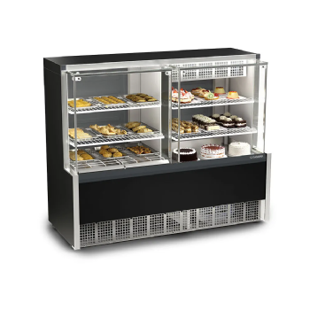 Balcão Quente/Frio-torta Gelopar Vidro Reto 1,40m Preto - GQEA-140R PF 127V
