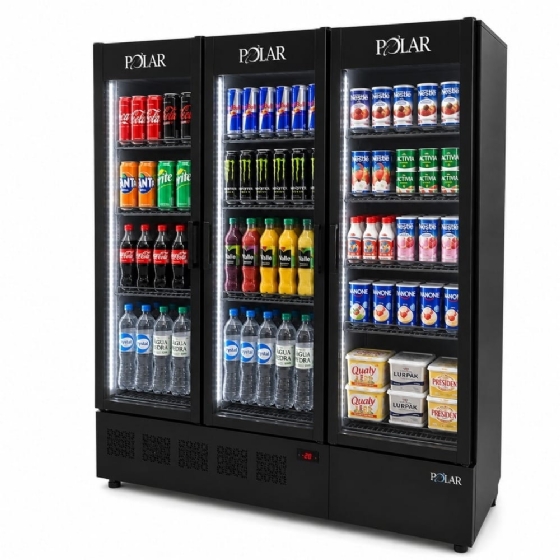 Expositor Vertical Refrigerado Polar 1,70M 3 Portas All Black Infinite EVPI170 220V