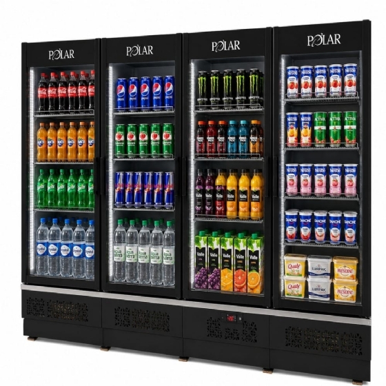 Expositor Vertical Refrigerado Polar 2,30M 4 Portas All Black Infinite EVPI230 220V