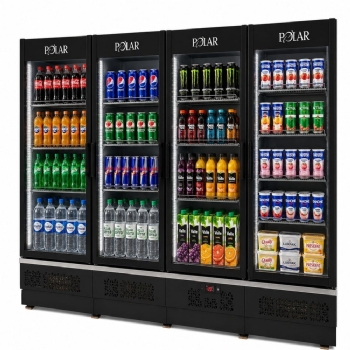 Expositor Vertical Refrigerado Polar 2,30M 4 Portas All Black Infinite EVPI230 220V
