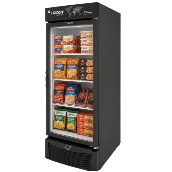 Freezer Vertical Tripla Ação 569 Litros Fricon Porta De Vidro Preto VCET 569V 220v