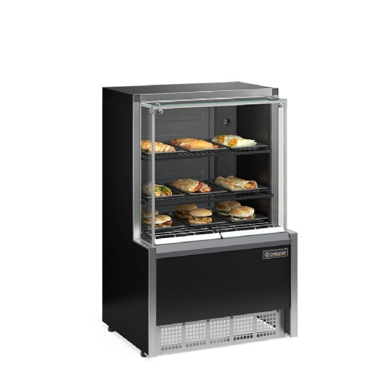 Vitrine Estufa 0,75cm Gelopar Linha Aurora Vidro Reto Preta- MEQA-075LB PR-220v