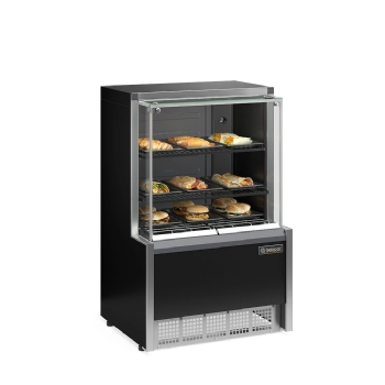 Vitrine Estufa 0,75cm Gelopar Linha Aurora Vidro Reto Preta- MEQA-075LB PR-220v