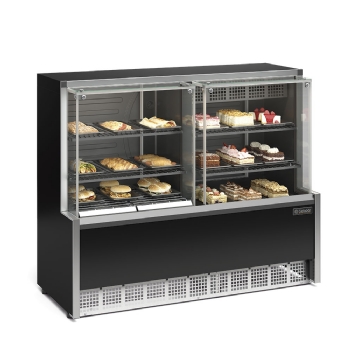Balcão Quente/Frio-torta Gelopar Vidro Reto 1,40m Preto - GQEA-140LB PR 220V