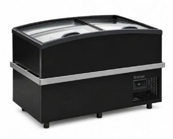 Ilha Para Congelados Vidro Curvo 1,50m Gelopar GISM 150/PR Dupla Ação Bivolt Inverter