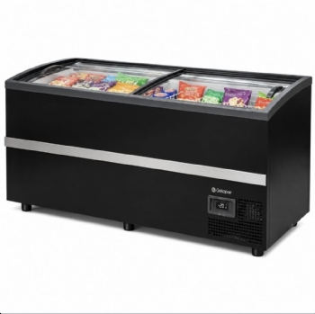 Ilha Para Congelados Vidro Curvo 1,90m Gelopar GISM 190/PR Dupla Ação Bivolt Inverter