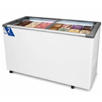Freezer Horizontal Expositor Fricon Tampa de Vidro com Iluminação em Led 411L HCEB411-2V300-220V