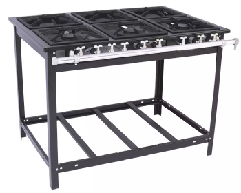 Fogão Industrial Lateral 6 Bocas Duplas Baixa Pressão 40x40 Venâncio M6