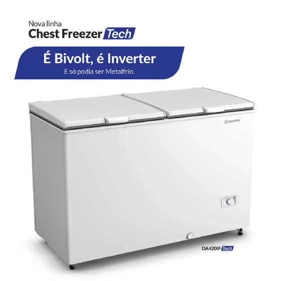 Freezer Horizontal Dupla Ação 417L Metalfrio Bivolt Inverter DA420IFTech