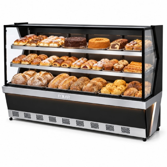 Vitrine Natural Polar 1,85M Preto Linha 7 L7VN-1851 127v