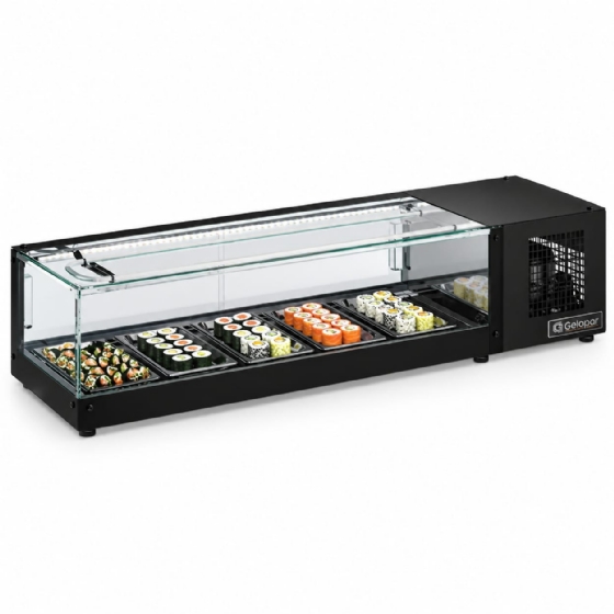 Vitrine Refrigerada de Bancada sem Bandejas 1,38cm Gelopar com LED GVRS-150-PR 220V
