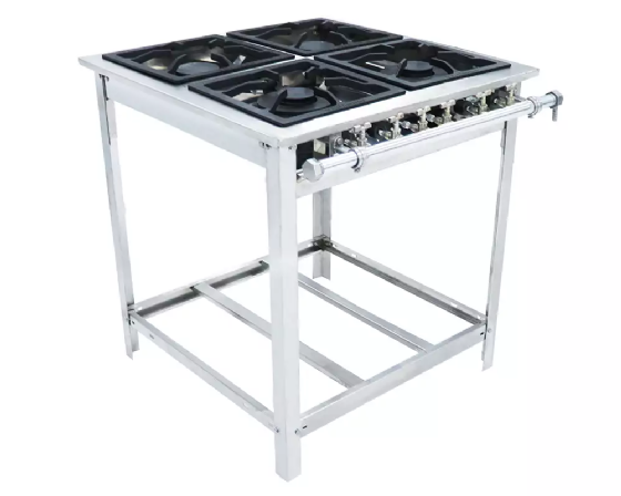 Fogão Industrial Venâncio Extra Inox 4 Bocas 2 Simples e 2 Duplas 30x30 Baixa Pressão EI4