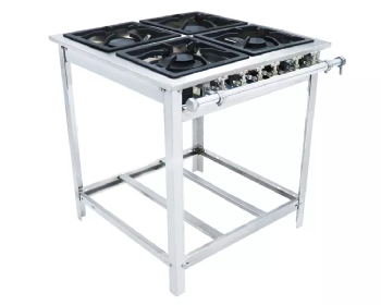 Fogão Industrial Venâncio Extra Inox 4 Bocas 2 Simples e 2 Duplas 30x30 Baixa Pressão EI4