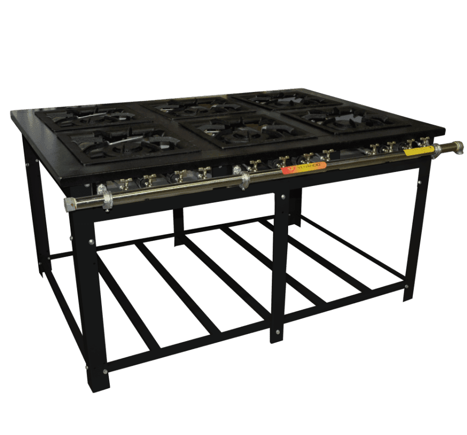Fogão Industrial Lateral 6 Bocas Duplas Baixa Pressão 40x40 Venâncio M6