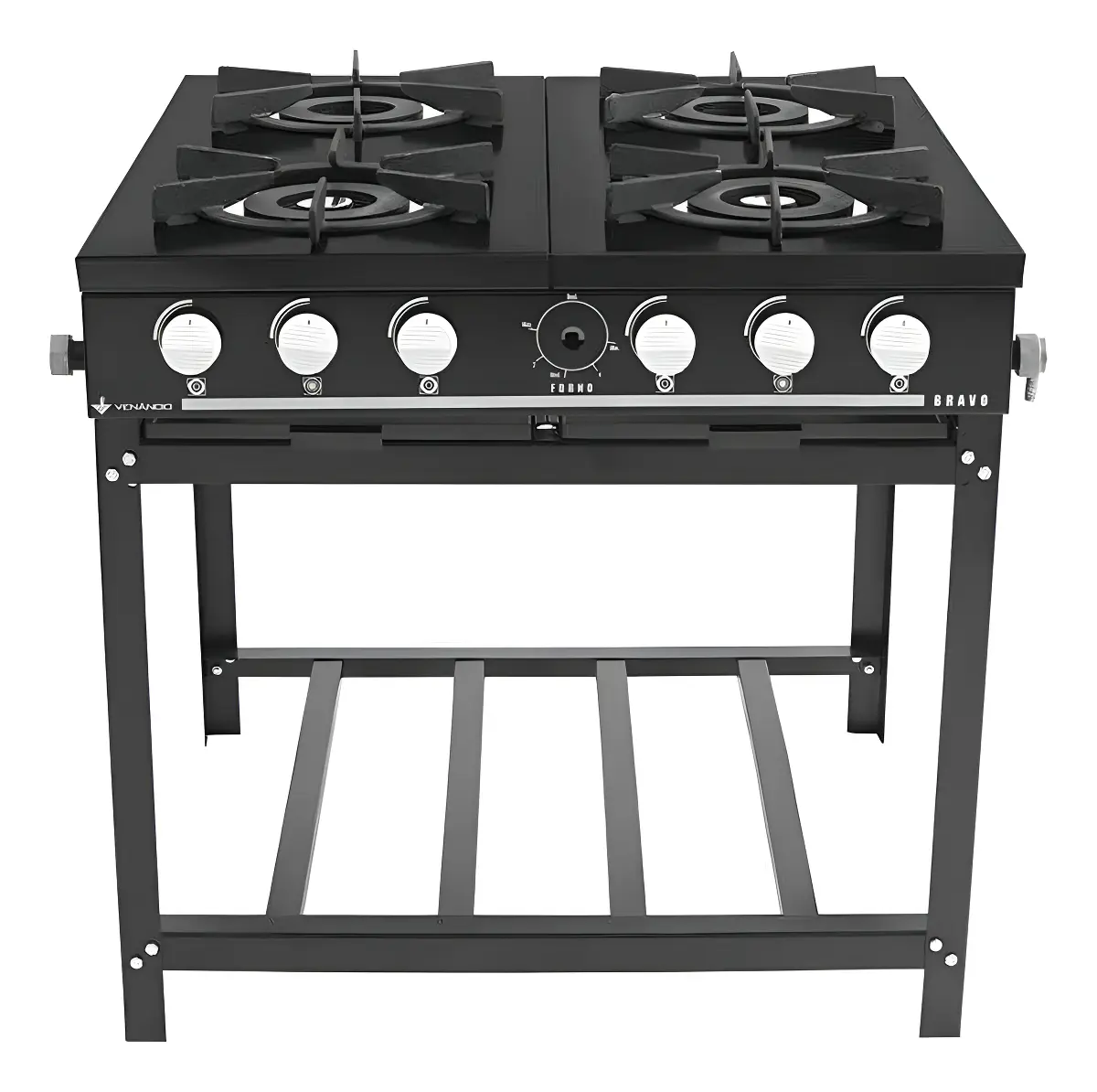 Fogão Industrial Venâncio 4 Bocas Baixa Pressão Sem Forno Linha Bravo Preto BR4BPR