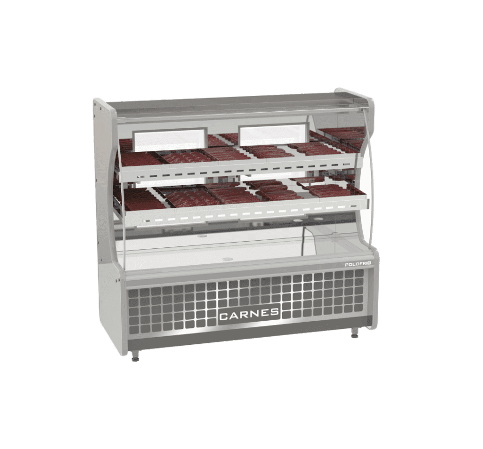 Balcão de Açougue Avícola Inox Vidro Curvo 2M Polofrio 1205 220v