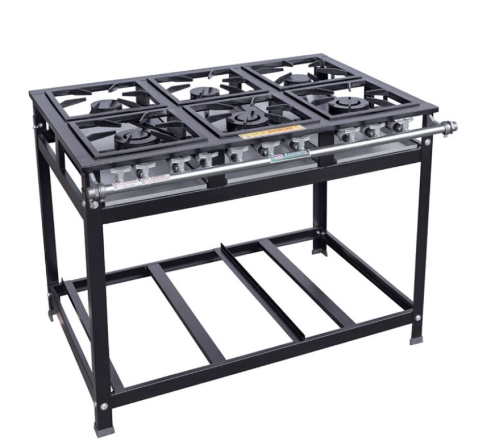 Fogão Industrial 6 Bocas 30x30 QS/QD Economy Baixa Pressão Cristal Aço