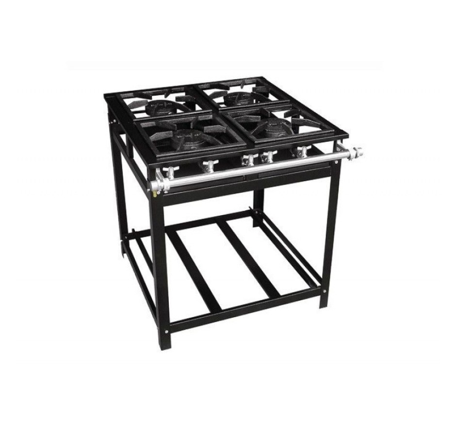 Fogão Industrial 4 Bocas 30x30 QS/QD Economy Baixa Pressão Cristal Aço