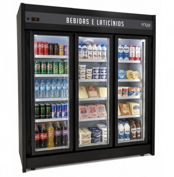 Expositor Refrigerado Auto Serviço Polar 1.80m 3 Portas PEVCA-127v