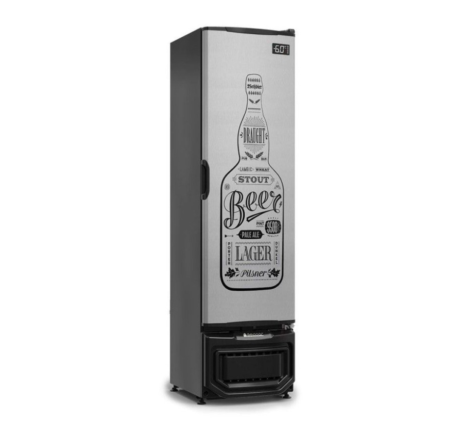 Cervejeira Gelopar Porta Cega Tipo Inox Preta Adesivada 230 Litros GCB-23E GW TI-220v