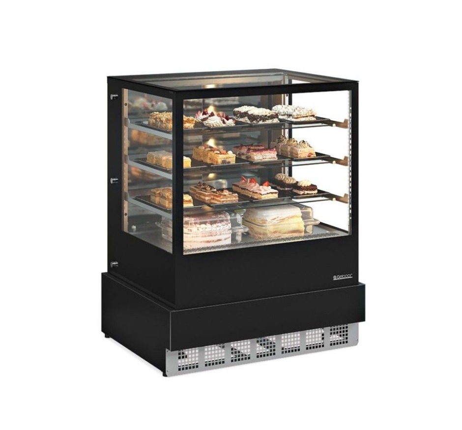 Vitrine Refrigerada Dupla Ação Gelopar 1,00m Linha Gourmet Vidro Reto GGER-100 PR-220v