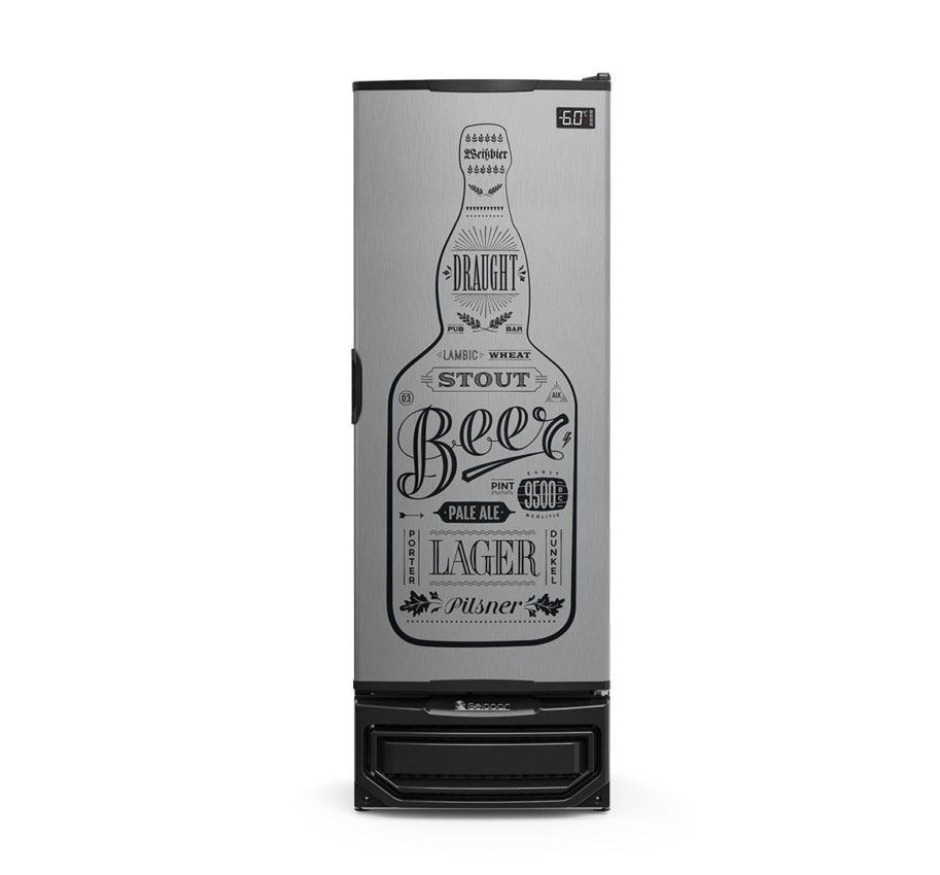 Cervejeira Gelopar 410 Litros Porta Cega Adesivada Tipo Inox Preta GRBA-400 GW TI-220v
