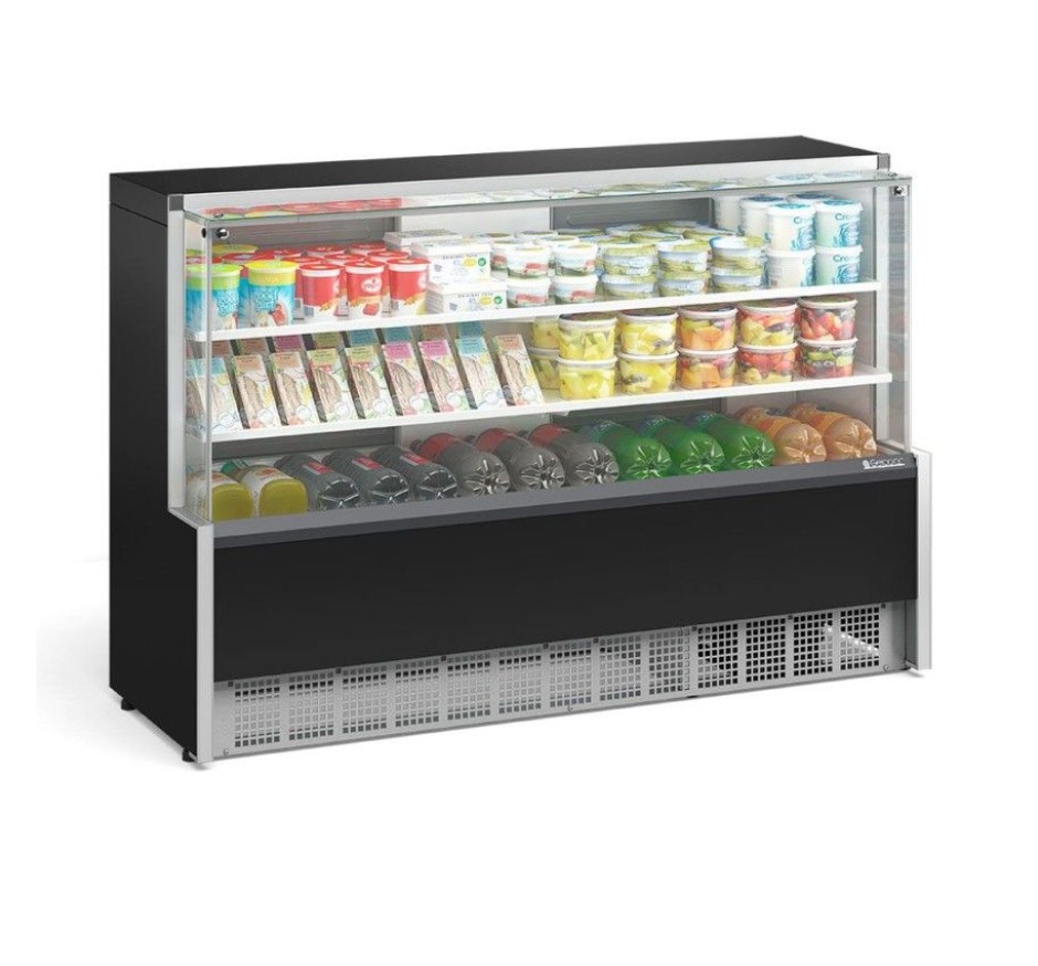 Balcão Refrigerado Vidro Reto 1,75M 2 Placas Frias Gelopar GPDA-175R PR 127v