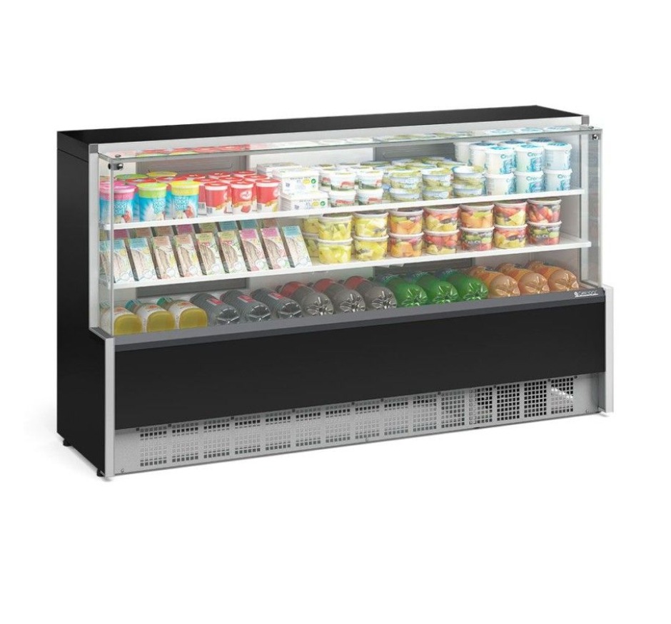 Balcão Refrigerado Vidro Reto 2,05M 2 Placas Frias Gelopar GPDA-205R PR 127v
