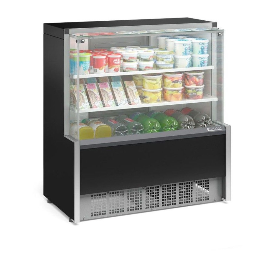Balcão Refrigerado Vidro Reto 1,10M 2 Placas Frias Gelopar GPDA-110R PR 220v