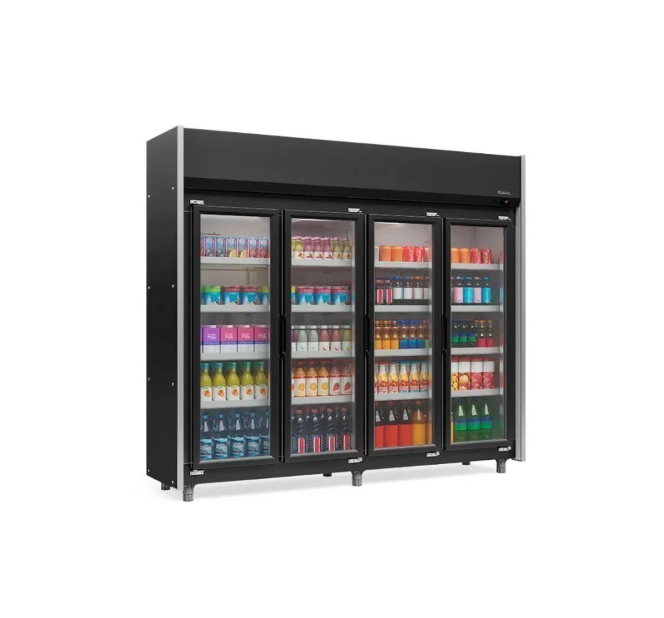 Expositor Refrigerado Gelopar Auto Serviço 1580L 4 Portas 2,39m GEAS-4P PR-220v
