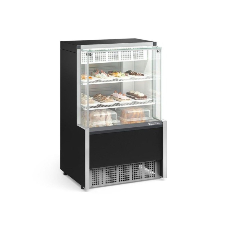 Vitrine Refrigerada Gelopar Dupla Função 0,75M Preto Vidro Reto GPEA-075R PR 127v