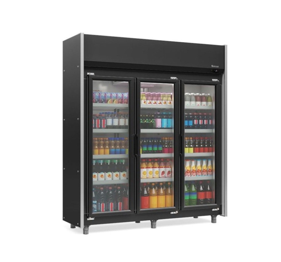 Expositor Refrigerado Gelopar Auto Serviço 1200L 3 Portas 1,83m GEAS-3P PR- 220v