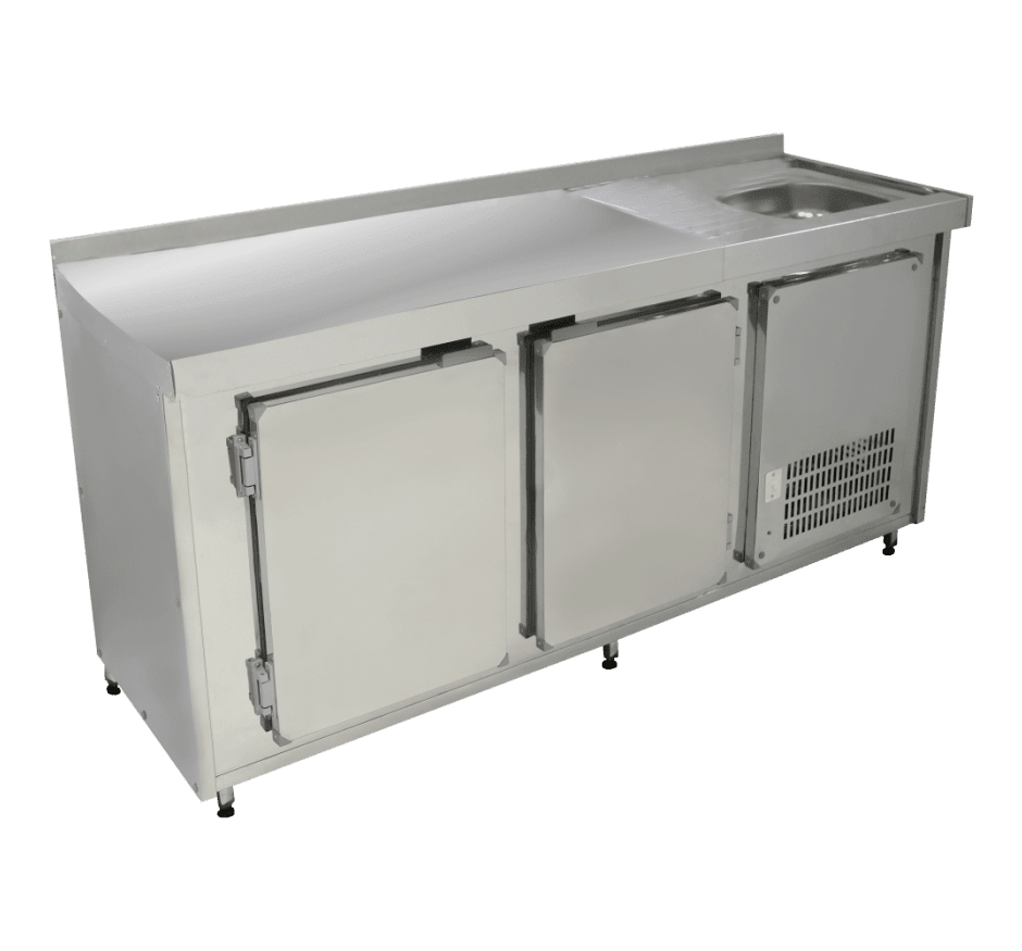 Balcão De Encosto Com Pia 2,00m Inox Polofrio 4103 220v