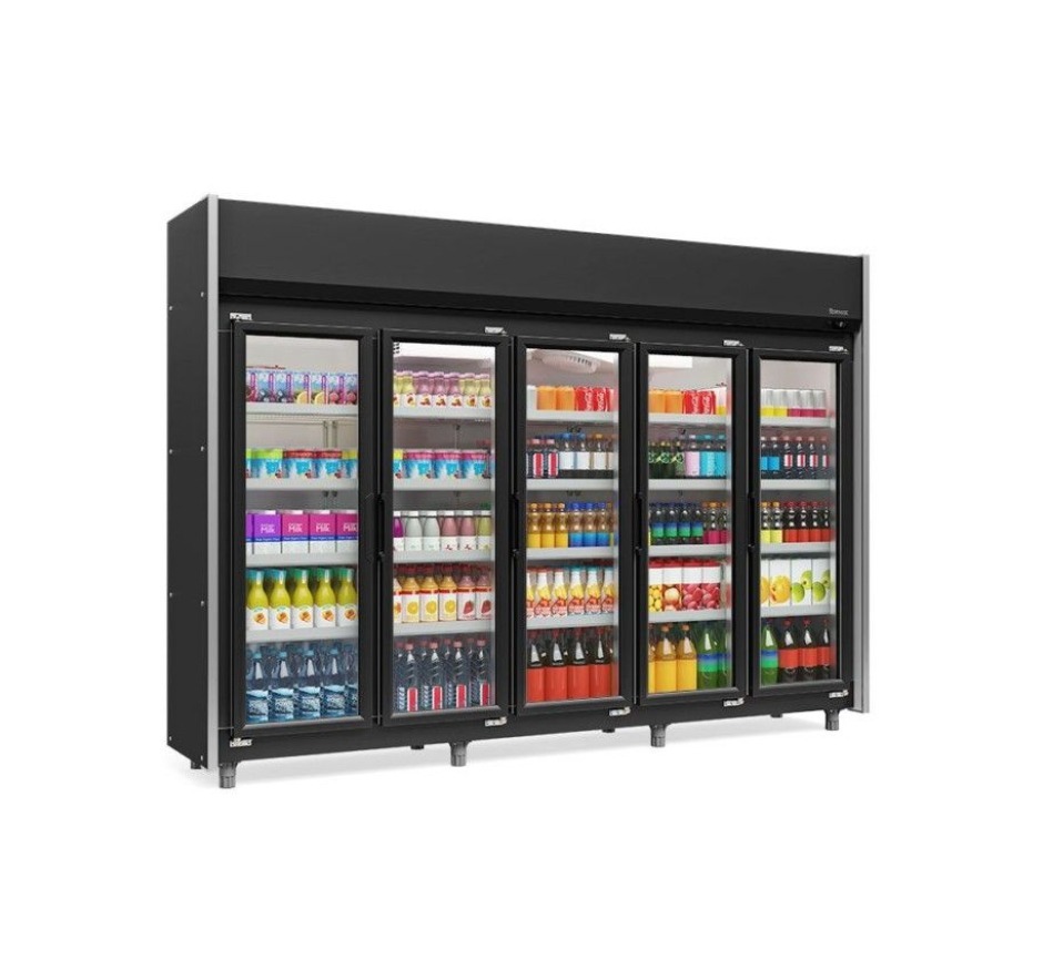 Expositor Refrigerado Auto Serviço Gelopar 1960L 5 Portas 2,95m GEAS-5P PR 220v
