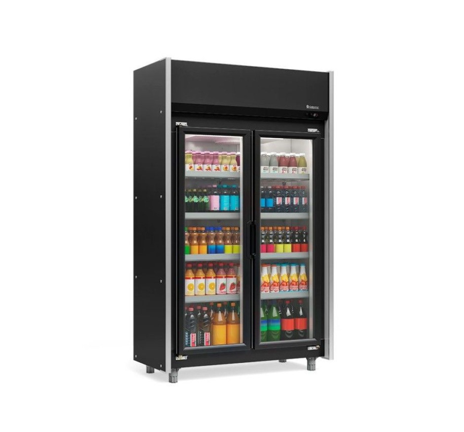 Expositor Refrigerado Gelopar Auto Serviço 820L 2 Portas 1,27m GEAS-2P PR 220v