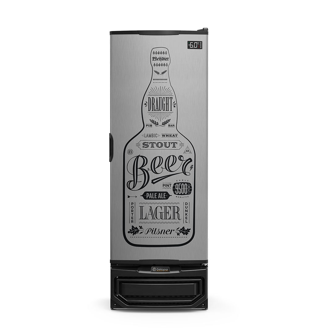 Cervejeira Gelopar Porta Cega Tipo Inox Preta Adesivada 410 Litros GCB-40 GW TI 127v