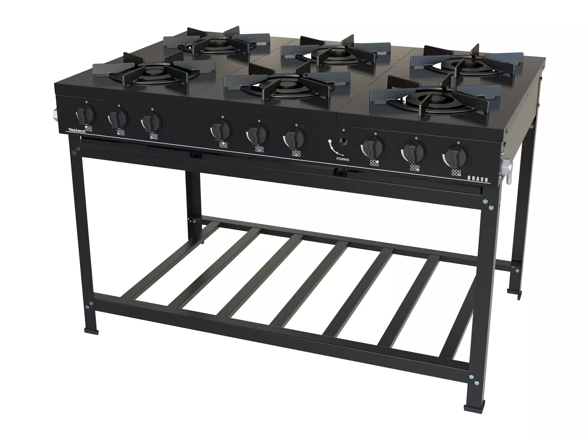Fogão Bravo Industrial Venâncio 6 Bocas Baixa Pressão Preto BR6B