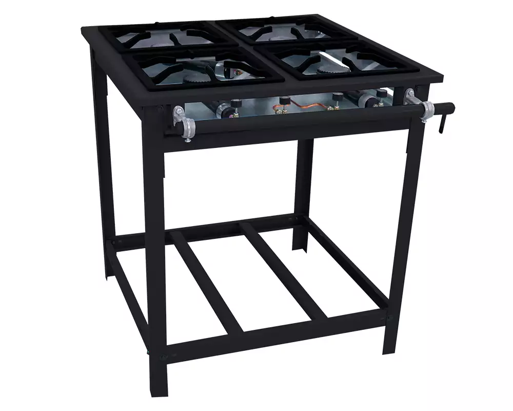 Fogão Industrial 4 Bocas 30x30 Linha Vulcão Alta Pressão Venâncio VAP4