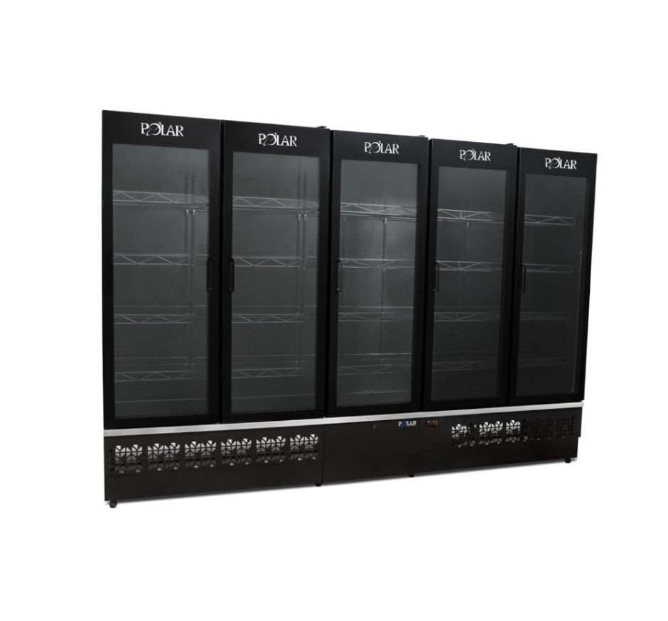 Expositor Vertical Refrigerado Polar 2,85M 5 Portas All Black Infinite EVPI285 220V