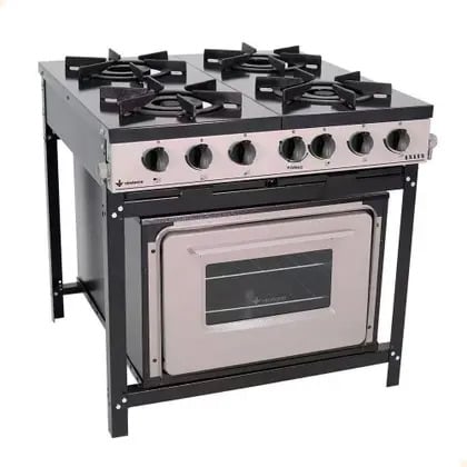 Fogão Bravo Industrial Baixa Pressão 4 Bocas grafite com Forno Venâncio BR4BF
