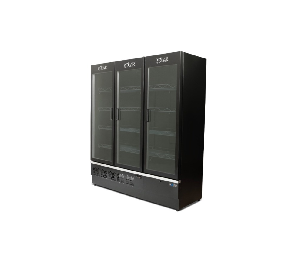 Expositor Vertical Refrigerado Polar 1,70M 3 Portas Extra Frio All Black Infinite EVPIEF170 220V