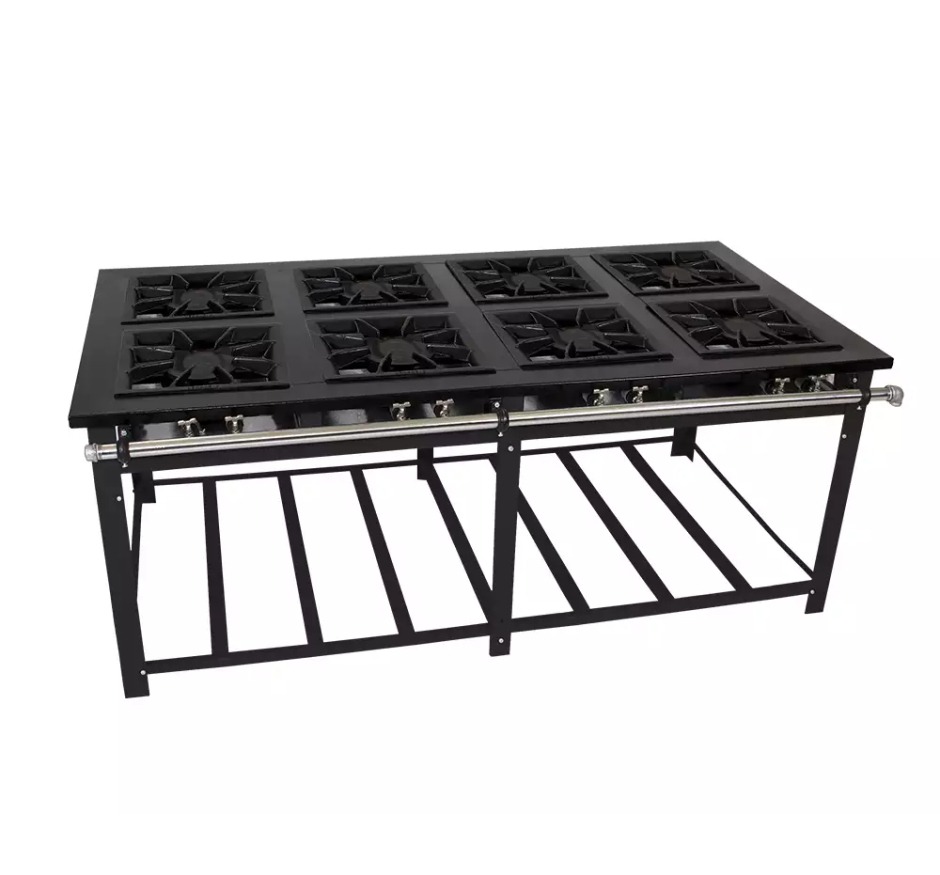 Fogão Industrial Central 8 Bocas Duplas Baixa Pressão 40x40 Venâncio M8