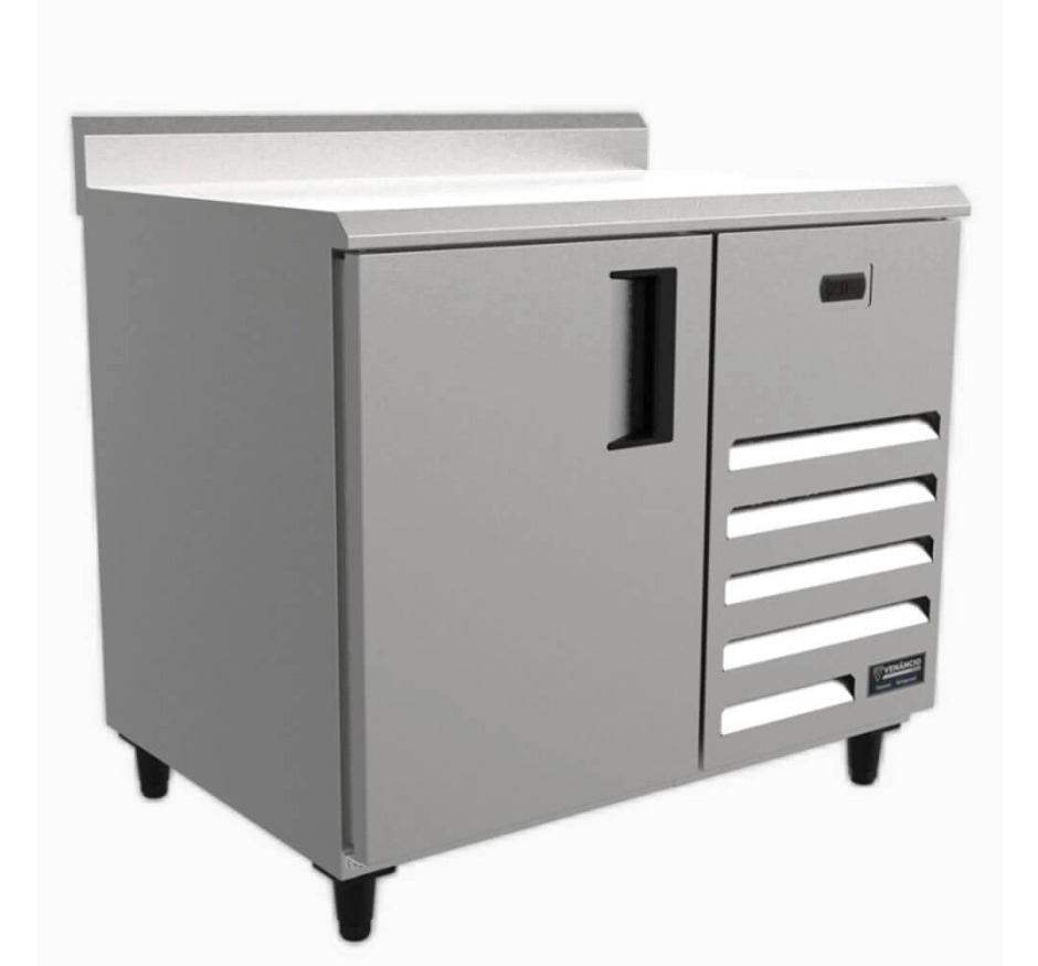 Balcão de Encosto Refrigerado Inox 1M Liso Sem Espelho VBSR10 Venâncio 220v
